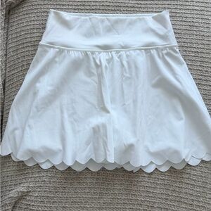 aerie White Scallop-Hem Circle Skater Skirt